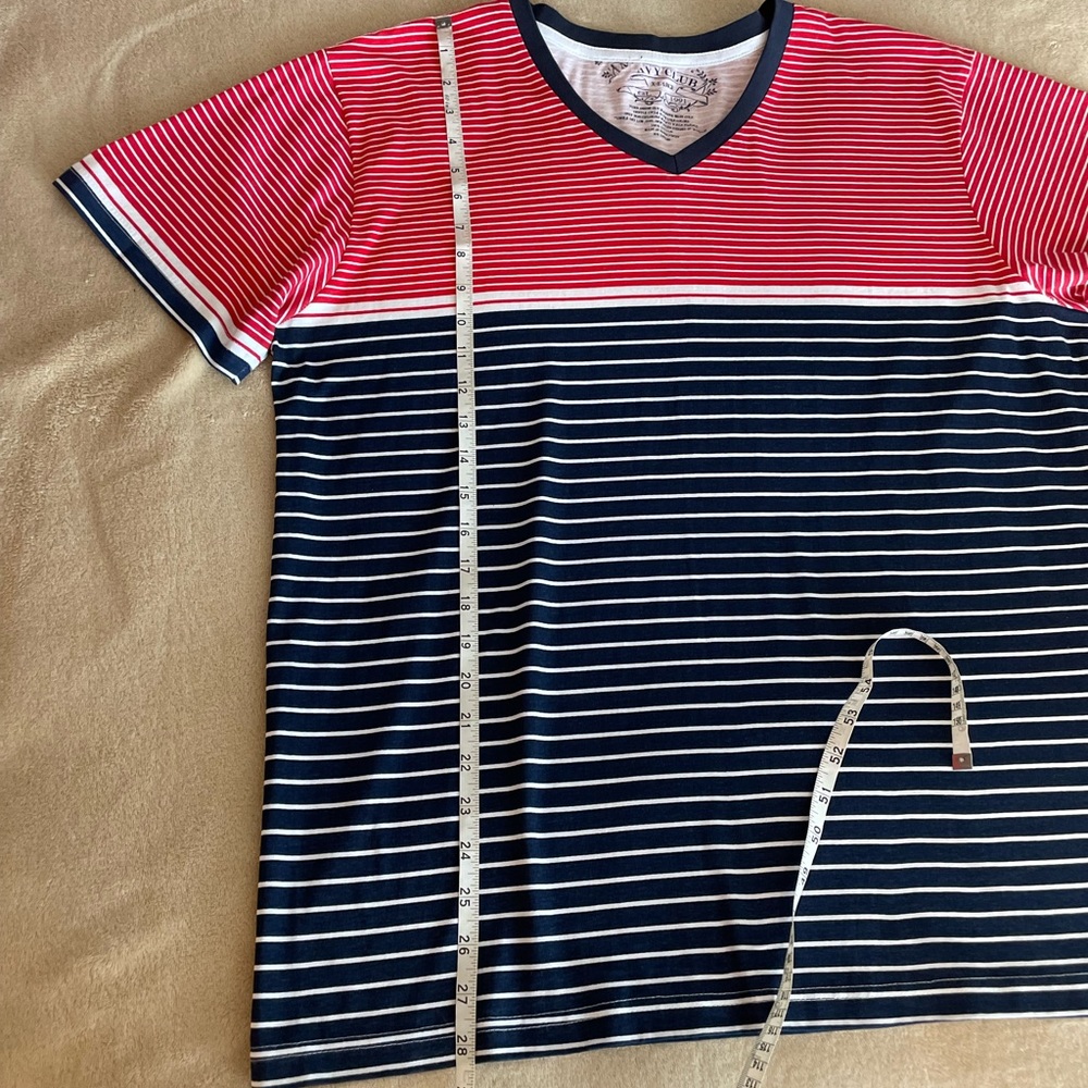 Navy Club V-Neck Striped T-Shirt - Size XL - Picture 9 of 12